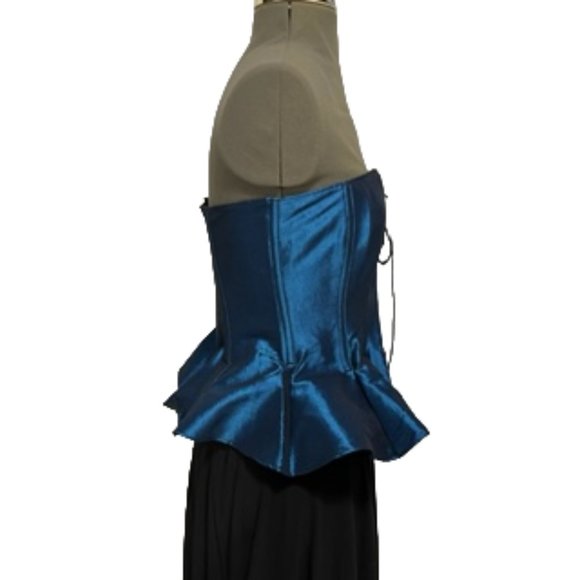 TESA CLASSIC By Escanté Jewel Tone Sapphire Blue Corset/Bustier With Peplum NWT - Picture 3 of 15